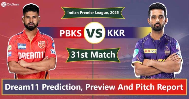 PBKS vs KKR Dream11 Prediction, Playing 11, Fantasy Cricket Tips, 31st Match, IPL 2025